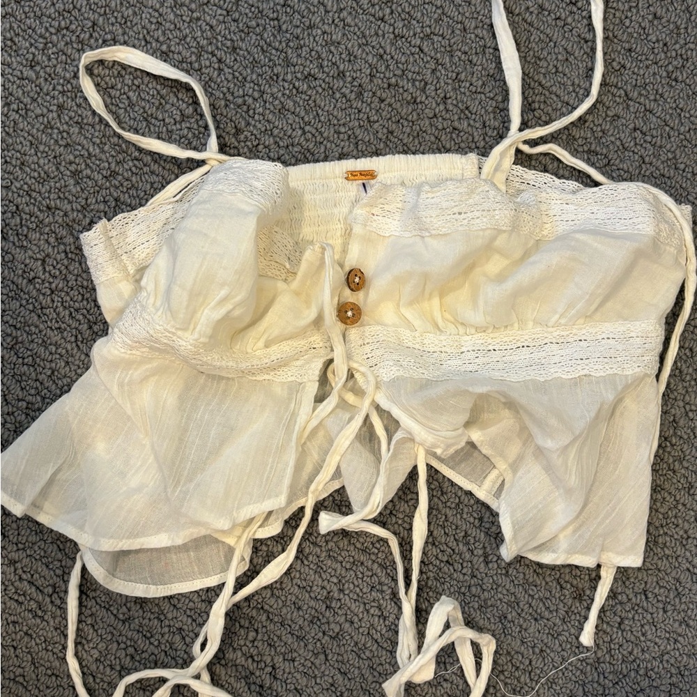 Free people tank top with light brown buttons